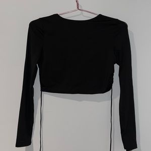 Backless Black Long Sleeve Top